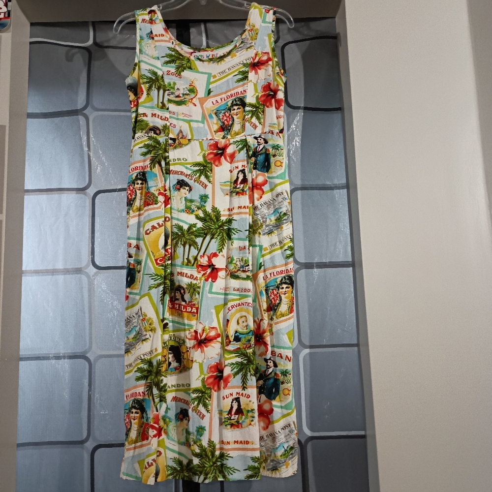 Jams World Women's Calvan0 Print Sleeveless Beach Dress XS Maxi EUC